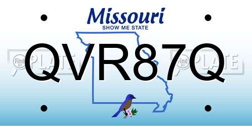 QVR87Q Missouri License Plate