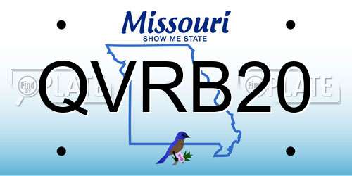 QVRB20 Missouri License Plate