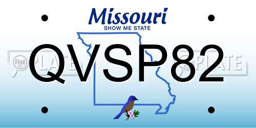 QVSP82 Missouri License Plate