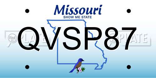 QVSP87 Missouri License Plate
