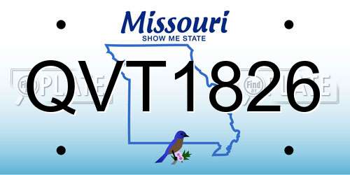 QVT1826 Missouri License Plate