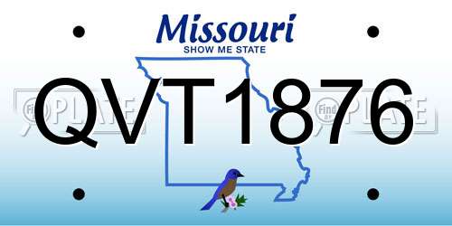 QVT1876 Missouri License Plate