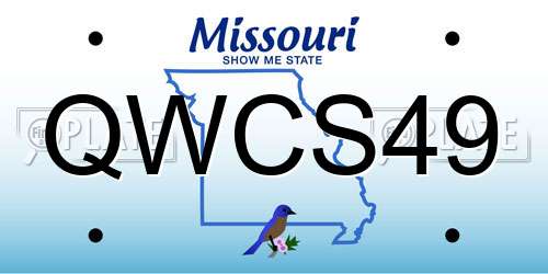 QWCS49 Missouri License Plate