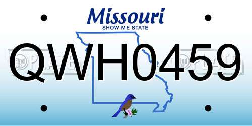 QWH0459 Missouri License Plate