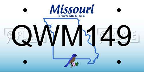 QWM149 Missouri License Plate