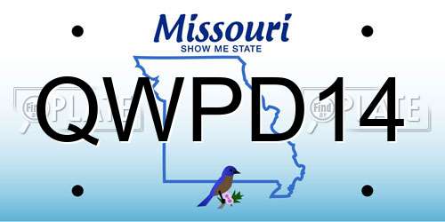 QWPD14 Missouri License Plate