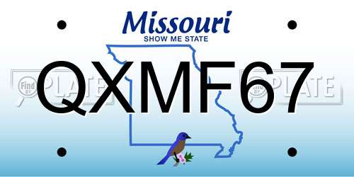 QXMF67 Missouri License Plate