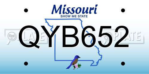 QYB652 Missouri License Plate
