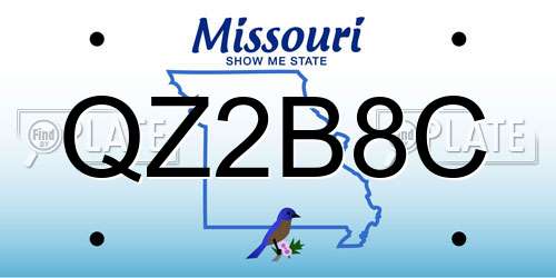 QZ2B8C Missouri License Plate