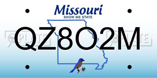 QZ8O2M Missouri License Plate