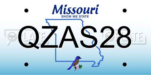 QZAS28 Missouri License Plate