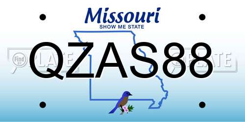 QZAS88 Missouri License Plate