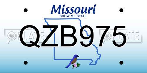 QZB975 Missouri License Plate
