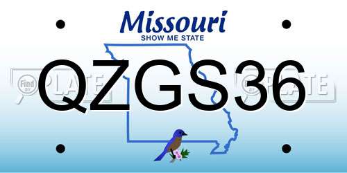 QZGS36 Missouri License Plate