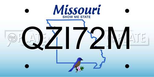 QZI72M Missouri License Plate