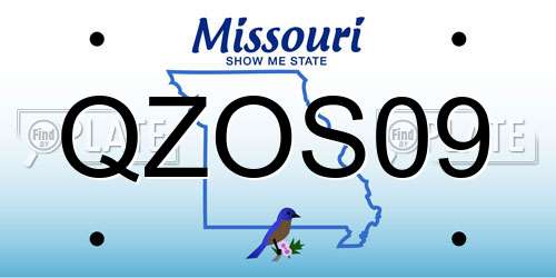 QZOS09 Missouri License Plate