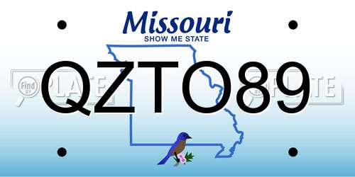 QZTO89 Missouri License Plate