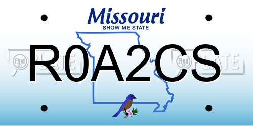 R0A2CS Missouri License Plate