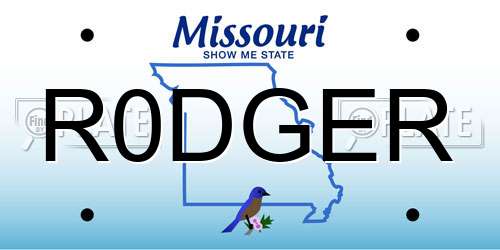R0DGER Missouri License Plate