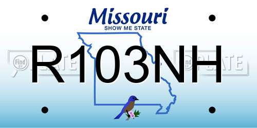 R103NH Missouri License Plate