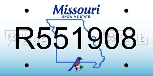 R551908 Missouri License Plate