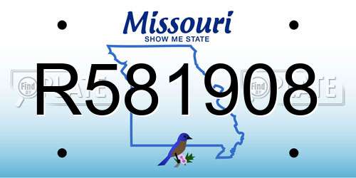 R581908 Missouri License Plate