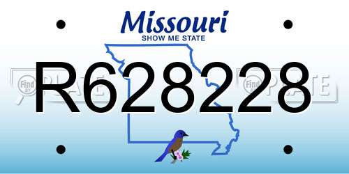 R628228 Missouri License Plate