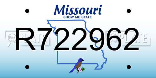 R722962 Missouri License Plate