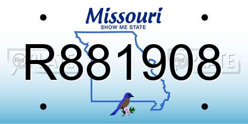 R881908 Missouri License Plate