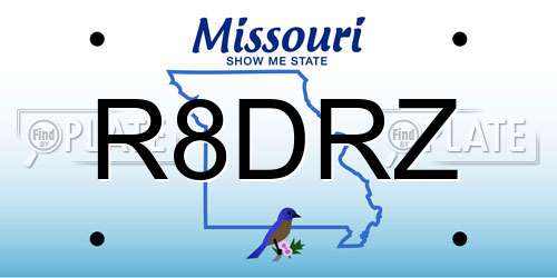 R8DRZ Missouri License Plate