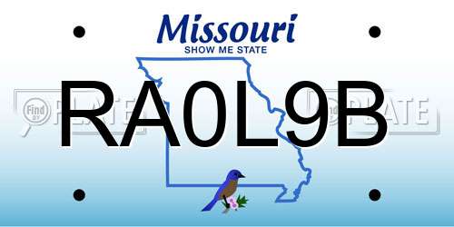 RA0L9B Missouri License Plate