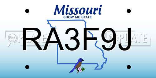 RA3F9J Missouri License Plate