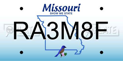 RA3M8F Missouri License Plate