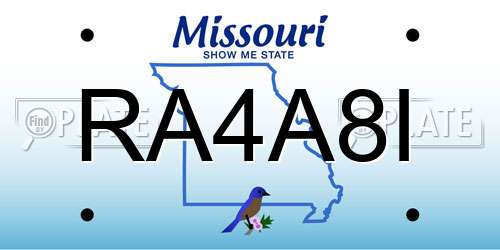 RA4A8I Missouri License Plate