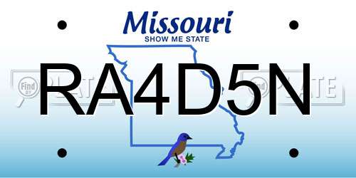 RA4D5N Missouri License Plate