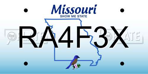 RA4F3X Missouri License Plate