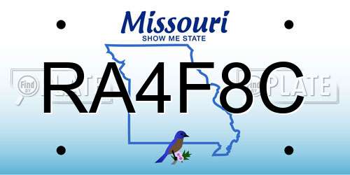 RA4F8C Missouri License Plate