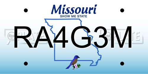 RA4G3M Missouri License Plate
