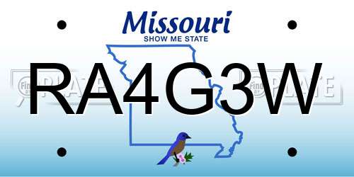 RA4G3W Missouri License Plate