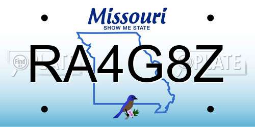 RA4G8Z Missouri License Plate