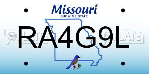 RA4G9L Missouri License Plate