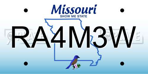 RA4M3W Missouri License Plate