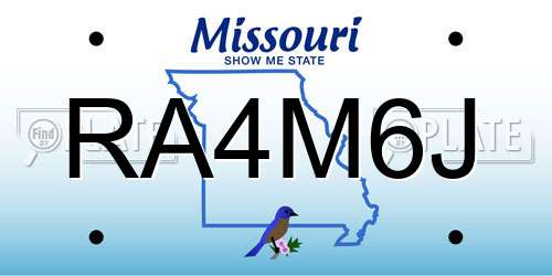 RA4M6J Missouri License Plate