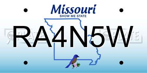 RA4N5W Missouri License Plate