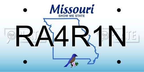 RA4R1N Missouri License Plate