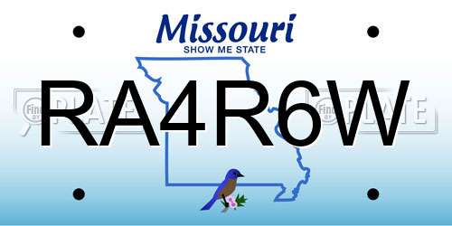 RA4R6W Missouri License Plate