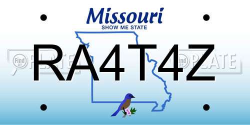 RA4T4Z Missouri License Plate