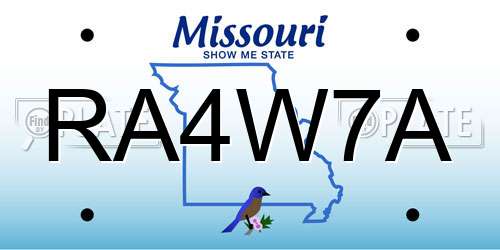 RA4W7A Missouri License Plate