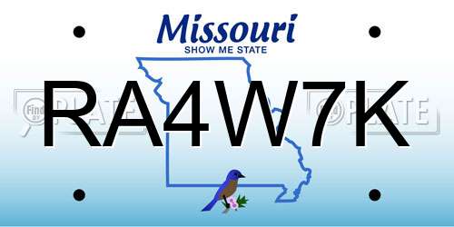 RA4W7K Missouri License Plate