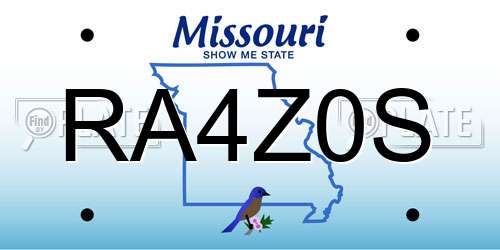 RA4Z0S Missouri License Plate